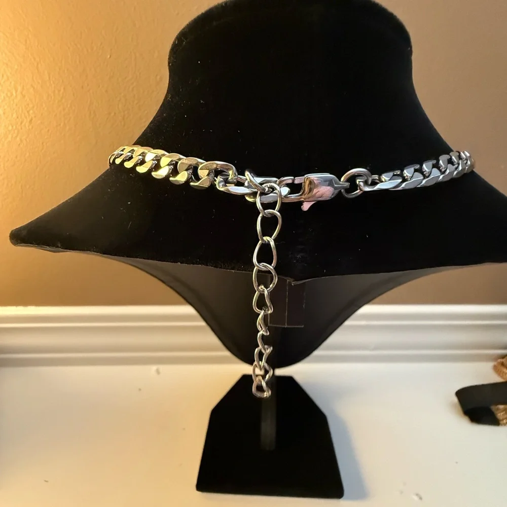 Cuban link Name Necklace Silver Toned and Adjustable